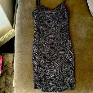 Mini stretch black dress glittered in gold and silver. Size-medium
